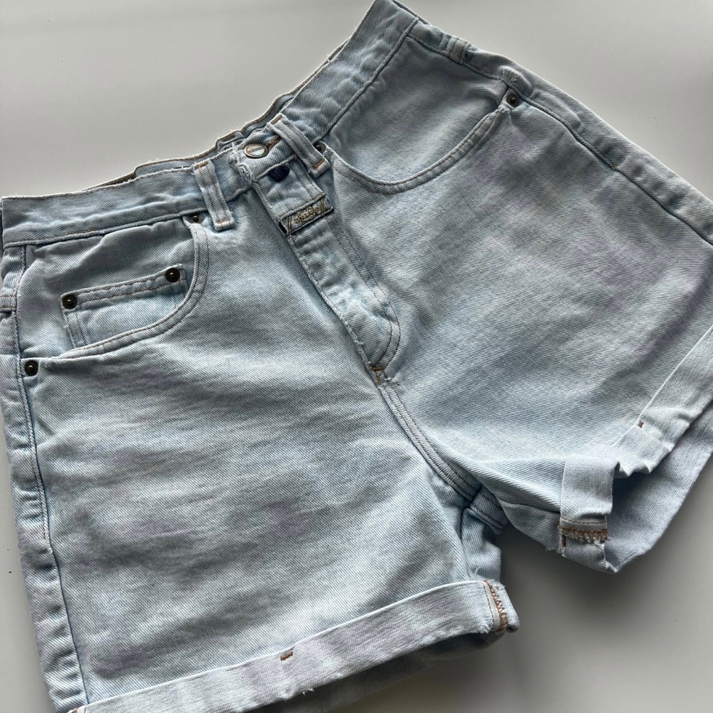 Vintage 90s Marithe Francois Girbaud Light Wash High Rise Denim Shorts - Size 26 - Picture 3 of 8
